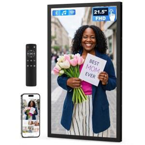 아크트로닉 21.5인치 터치스크린 대형 디지털 액자, FHD IPS 화면, 32GB WiFi 리모컨, 벽걸이, 앱을 통한 사진/비디오 공유, 이메일, USB/Mirco SD, 블랙