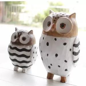 부엉이 재물복 행복 재물 2종세트 집꾸미기 장식용 카페미니어처 카페감성 인테리어