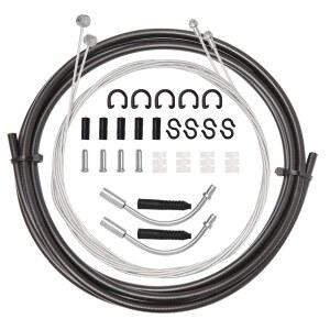 MTB 산악 자전거 또는 로드 바이크 사이클링을 위한 1세트 브레이크 라인, 2피스 V 누들 케이블 가이드 파이프 및 엔드 캡 액세서리가 포함된 범용 하우징 키트, 블랙