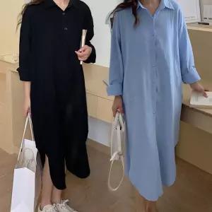 여성 롱 셔츠 봄가을 여름 사이드 트임 가디건