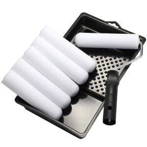 [미국배송] 6인치 고밀도 폼 미니 롤러 커버 리필 프레임 및 트레이 욕조 리파이싱 키트 벽 타일 페인트 롤러 8팩이 포함된 세트
