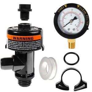 98209800 풀 필터 압력 게이지가 있는 수동 에어 릴 밸브 어셈블리, 펜테어 장착과 호환되는 스파 밸브, 깨끗하고 투명한, 쿼드 드, 4000 시리즈