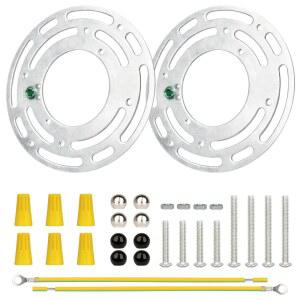 업그레이드 버전 - 2세트 4인치 직경 조명기구 장착 브래킷, 헬룬시 유니버설 크로스바 플레이트, 천장 선풍기 완전한 액세서리가 포함된 스틸 서클