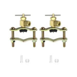 QWORK 셀프 탭핑 새들 밸브, 2팩, 구리 바늘 1/4인치 압축 출구, 3/8인치에서 1-1/4인치 OD 튜브 장착