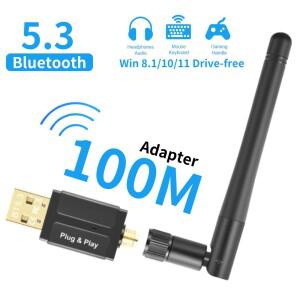 150M Bluetooth5.3 어댑터 무료 드라이버 USB 동글 Adaptador for PC Windows 11/10/8.1 마우스 키보드 오