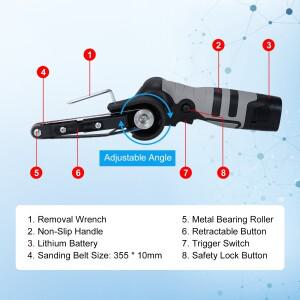 전기 벨트 샌딩기 각도 연마기 도구 모래 기계 광택기 목재 금속 플라스틱용 가변 속도, 6500RPM