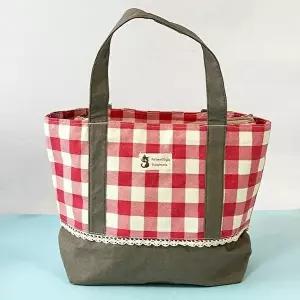 [셀러허브 패션]나투아 레이스 체크 가방 숄더백 에코백 장바구니 데일리 학생 학원 어린이집 기념품 보조