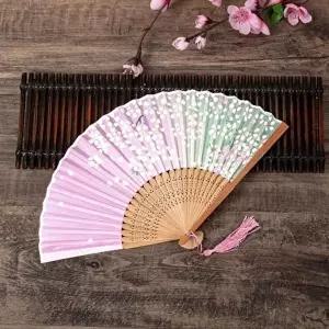 [셀러허브 패션]접이식 전통부채 벚꽃 대나무 부채 휴대용부채 대나무부채 선물용부채 실크부채 손부채 접
