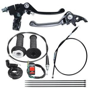 HOLATO 접이식 클러치 브레이크 레버 케이블 스로틀 핸들 그립 키트 50cc 70cc 110cc 125cc 150cc 아폴로 RFZ125 DBX15 X18 X19 타오 DB17 DB27 쿨러스터 M125 SSR 피트 더트 바이크 모터사이클 블랙