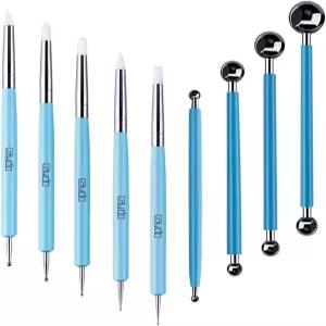케이도 9피스 스타일러스 도구 5피스 양방향 총 10가지 DIY 실리콘 및 세라믹 점토 압입 4피스 양면 금속