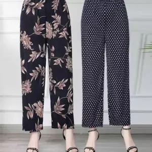 여름 9부 쿨바지 여성 바지 일바지 여름 잠옷 몸빼바지 할머니바지 꽃무늬바지 시원한바지 일바지