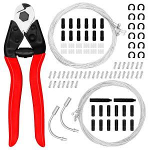 브레이크 및 시프터 케이블, 케이블 엔드 캡, O-링, C-클립 클램프, 고무 슬리브 V 가이드가 포함된 스테인리스 스틸 와이어 커터가 101Pcs 자전거 키트 내부