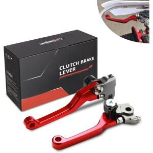 JFG 레이싱 더트 바이크 클러치 브레이크 레버, CNC 빌렛 피벗 접이식 오토바이 핸들 레버 CRF250R 07-25 /CRF250RX 19-25 /CRF450RX 17-20 /CRF450RWE 19-레드