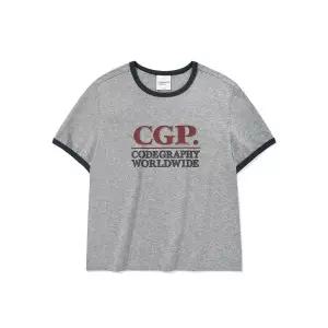 브랜드정품 코드그라피 CGP (우먼) 스퀘어 로고 링거 반소매 티셔츠_다크그레이 337554