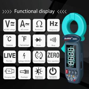 호환 위나펙스 AC 100A 누전 감지 클램프 미터 0.01mA 해상도 디지털 멀티미터 화면 회전 전기