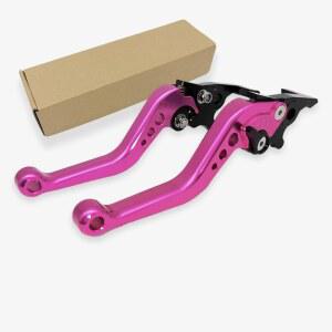 오토바이 브레이크 레버, 대부분의 스쿠터 전기 자전거를 위한 1쌍의 범용 조정 가능한 알루미늄 수정 더블 디스크 클러치 레버(핑크)