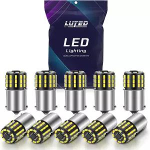 LUYED 1156 LED 전구 6500K 화이트 슈퍼 브라이트 업 후진등 저전력 BA15S 1141 1003 7506 P21W 테일