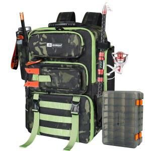 아야마야 낚시 백팩, 막대 홀더가 있는 40L 태클 트레이 2개, 대형 방수 가방 장비