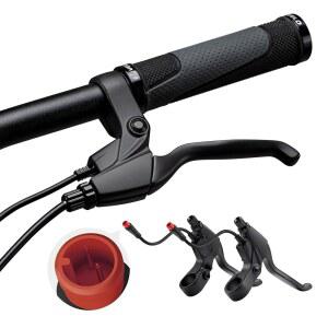 전기 자전거용 E-망그 브레이크 레버 2핀, 핸들 바 그립 2와이어 좌우 자전거 교체 부품(1쌍), 케이블 길이 12cm