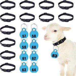 28 팩 염소 목걸이 번호표 조절 가능한 나일론 양 세트 반려동물 가축 플라스틱 ID 소규모 농장 동물