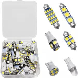 Sylvil 42PCS LED 실내 자동차 조명 돔 맵 테일 캡 번호판 조명용 슈퍼 브라이트 화이트 전구 교체 키트