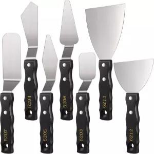 7피스 대형 페인팅 나이프 스테인리스 스틸 주걱 팔레트 스크레이퍼 혼합용 유화 액세서리 세트 아크릴