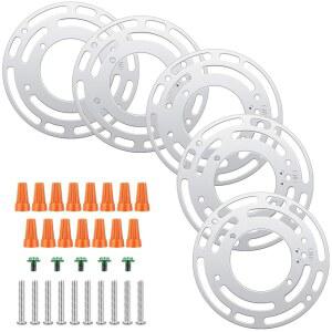 펠로피 5팩 범용 조명 기구 장착 브래킷 4인치 직경 강철 크로스바 원형 라이트 브래킷, 벽 램프용 나사 및 너트 포함, 천장 램프 가까이