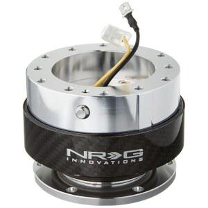 NRG 이노베이션스 1.5세대 6홀 레이싱 스티어링 휠 퀵 릴리즈 어댑터, 마운팅 볼트, 카본 파이버 링, NRG-SRK-100CF