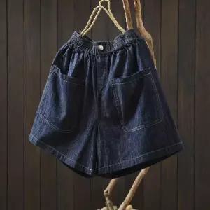 아브릴 여성데님반바지 여름 청반바지 밴딩 슬림 포켓 5부 바지 UNO2