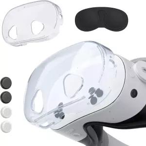 메타 퀘스트 3S용 보호 케이스 VR 액세서리 교체 키트 로커 캡 및 먼지 커버 세트가 있는 3S 헤드셋 투명