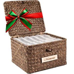 사진 보관함 - 내부 6 플라스틱 케이스 정리함 스티커 엽서 스크랩북 정리를 위한 천연 수제 문구 보관 용기 Seagrass