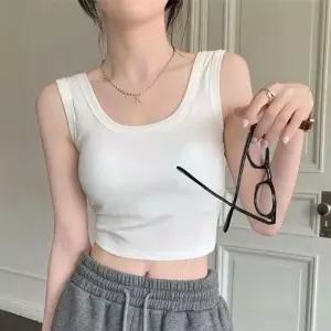 여성 크롭나시 기본 런닝 티 슬리브리스 크롭티 KK835