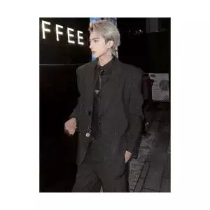 보니따스 남성 정장 자켓 결혼식 하객룩 별 반짝이 어깨 패드 코트 헤어스타일 캐주얼 ADOR1