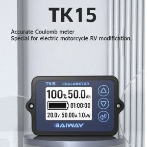 호환 8-120V 50A/100A/350A TK15 배터리 모니터 Coulometer 장비 전자 자전거/밸런스 카/청소 기계용 용량