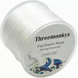 끈 장신구 제작 및 팔찌 제작을 위한 쓰리에몬키스 플랫 엘라스틱 라인 0.8mm 로프 비드 (100m)