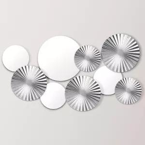 실버 메탈 원형 플레이트 벽장식 9종 세트 모던 서클 거울 벽아트 거실 안방 사무실 인테리어 소품