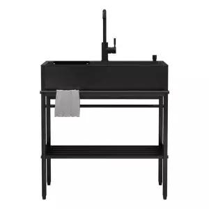 블랙 간이 싱크대 탕비실 세면대 스테인레스 미니 개수대 발코니