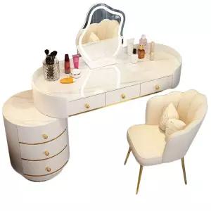 대리석화장대 공주 조명 수납화장대 가벼운 북유럽 고급 거울
