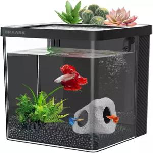 ERAK 베타 어항 아쿠아리움 키트 1.5갤런 필터 LED 조명 워터 펌프 수생 식물 및 모래 장식 수족관 스타터