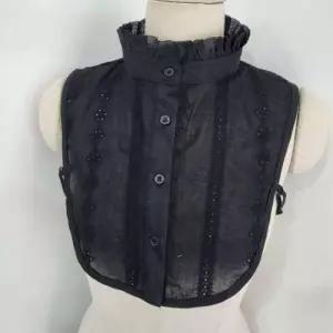 [애슬릿] 페이크 프릴 카라 차이나 레이스 넥 셔츠 케이프