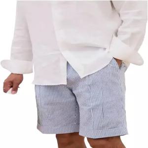 팝엘 남성 여름 시어서커 슬림 핏 정장 반바지 인과관계 폴리에스터 시어 어리버리