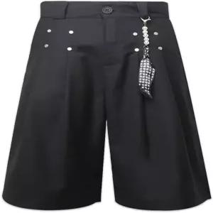 슈퍼메이드 플리츠 디자인 반바지 레트로 배기 슬랙스 스트리트웨어 캐주얼 팬츠