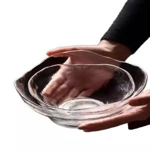 일본식 그릇 유리 대형 디저트 불규칙 수제 샐러드볼