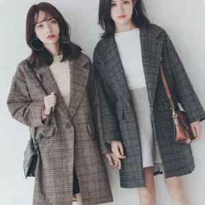루즈핏 모직 체크 자켓 2컬러 여성겨울아우터 코트