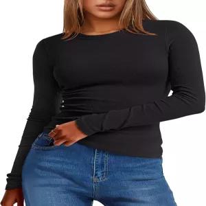 안라베스 여성 긴팔 보온 셔츠 슬림 핏 베이직 티 탑 따뜻한 플리스 언더셔츠 2025 가을 겨울 레이어 의상