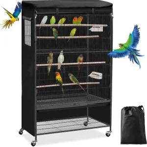 로아시비 유니버설 대형 새장 커버 앵무새 및 기타 소형 동물을 위한 블랙 아웃 통기성 케이지 내구성 방수