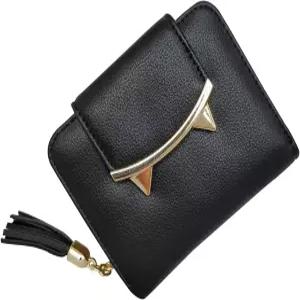 여성용 작은 지갑 고딕 카드 홀더 케이스가 있는 고양이 동전 애호가를 위한 선물 클립 블랙