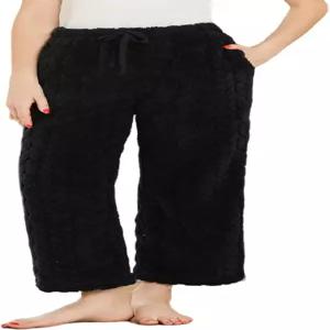 여성용 LYCY 플러피 파자마 팬츠 포켓 드로스트링 플리스 슬립웨어 소프트 윈터