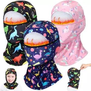 소년 소녀를 위한 유르좀 3pcs 키드 겨울 발라클라바 스키 마스크 이동식 방풍 보온