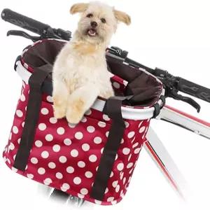 Lixada 자전거 바구니 탈부착 가능한 접이식 소형 반려견 프론트 캐리어 귀여운 패턴 퀵 릴리스 사이클링